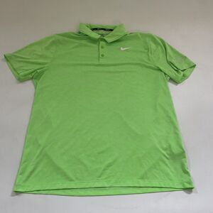 Nike Golf Polo Shirt Mens Large Dri-Fit Standard Fit Performance NEON‎ Logo READ